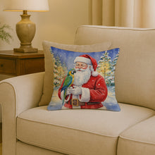 Load image into Gallery viewer, Blue Fronted Amazon Parrot with Santa Claus Throw Pillow