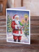 Load image into Gallery viewer, Blue Headed Pionus Parrot with Santa Claus Greeting Cards Pack of 8