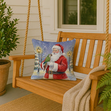 Load image into Gallery viewer, Brown Headed Pionus Parrot with Santa Claus Throw Pillow