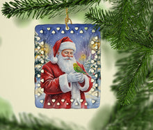 Load image into Gallery viewer, Budgerigar with Santa Claus Porcelain Ornament