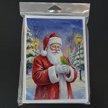 Load image into Gallery viewer, Budgerigar with Santa Claus Greeting Cards Pack of 8