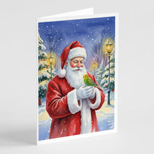 Load image into Gallery viewer, Budgerigar with Santa Claus Greeting Cards Pack of 8