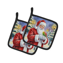 Load image into Gallery viewer, Budgerigar with Santa Claus Pair of Pot Holders