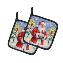 Load image into Gallery viewer, Cardinal with Santa Claus Pair of Pot Holders