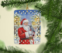 Load image into Gallery viewer, Congo African Grey Parrot with Santa Claus Porcelain Ornament