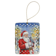 Load image into Gallery viewer, Congo African Grey Parrot with Santa Claus Porcelain Ornament
