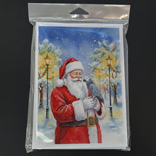 Load image into Gallery viewer, Congo African Grey Parrot with Santa Claus Greeting Cards Pack of 8