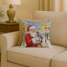 Load image into Gallery viewer, Congo African Grey Parrot with Santa Claus Throw Pillow