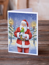Load image into Gallery viewer, Double Yellow Headed Amazon Parrot with Santa Claus Greeting Cards Pack of 8