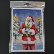 Load image into Gallery viewer, Double Yellow Headed Amazon Parrot with Santa Claus Greeting Cards Pack of 8