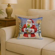 Load image into Gallery viewer, Double Yellow Headed Amazon Parrot with Santa Claus Throw Pillow