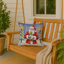 Load image into Gallery viewer, Double Yellow Headed Amazon Parrot with Santa Claus Throw Pillow