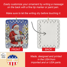 Load image into Gallery viewer, Eastern Rosella with Santa Claus Porcelain Ornament
