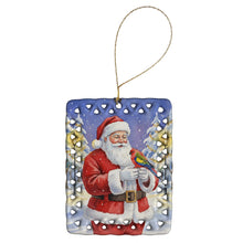 Load image into Gallery viewer, Eastern Rosella with Santa Claus Porcelain Ornament