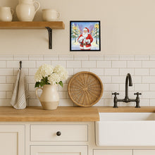 Load image into Gallery viewer, Egret with Santa Claus Framed Metal Print