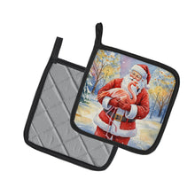 Load image into Gallery viewer, Flamingo with Santa Claus Pair of Pot Holders