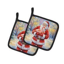 Load image into Gallery viewer, Flamingo with Santa Claus Pair of Pot Holders