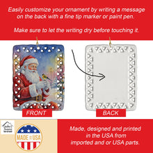 Load image into Gallery viewer, Goldfinch with Santa Claus Porcelain Ornament
