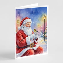 Load image into Gallery viewer, Goldfinch with Santa Claus Greeting Cards Pack of 8