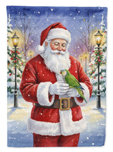 Load image into Gallery viewer, Green Quaker Parrot with Santa Claus Garden Flag
