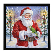 Load image into Gallery viewer, Green Quaker Parrot with Santa Claus Framed Metal Print