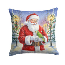 Load image into Gallery viewer, Green Quaker Parrot with Santa Claus Throw Pillow