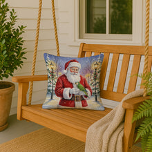Load image into Gallery viewer, Green Quaker Parrot with Santa Claus Throw Pillow