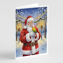 Load image into Gallery viewer, Green Cheeked Conure Parrot with Santa Claus Greeting Cards Pack of 8