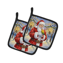 Load image into Gallery viewer, Green Cheeked Conure Parrot with Santa Claus Pair of Pot Holders