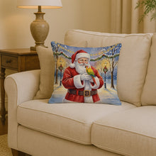 Load image into Gallery viewer, Green Cheeked Conure Parrot with Santa Claus Throw Pillow