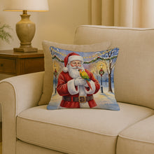 Load image into Gallery viewer, Green Cheeked Conure Parrot with Santa Claus Throw Pillow