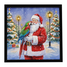 Load image into Gallery viewer, Green Winged Macaw Parrot with Santa Claus Framed Metal Print