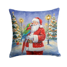 Load image into Gallery viewer, Green Winged Macaw Parrot with Santa Claus Throw Pillow