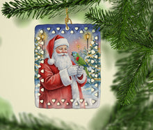 Load image into Gallery viewer, Hahn�s Macaw Parrot with Santa Claus Porcelain Ornament