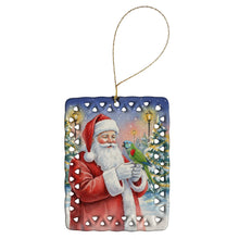 Load image into Gallery viewer, Hahn�s Macaw Parrot with Santa Claus Porcelain Ornament