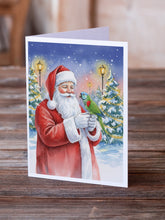 Load image into Gallery viewer, Hahn�s Macaw Parrot with Santa Claus Greeting Cards Pack of 8
