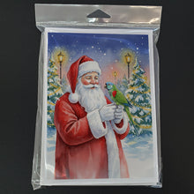 Load image into Gallery viewer, Hahn�s Macaw Parrot with Santa Claus Greeting Cards Pack of 8