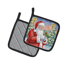Load image into Gallery viewer, Hahn’s Macaw Parrot with Santa Claus Pair of Pot Holders
