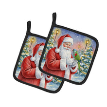 Load image into Gallery viewer, Hahn’s Macaw Parrot with Santa Claus Pair of Pot Holders
