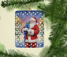 Load image into Gallery viewer, Hyacinth Macaw with Santa Claus Porcelain Ornament