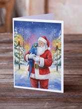 Load image into Gallery viewer, Hyacinth Macaw with Santa Claus Greeting Cards Pack of 8