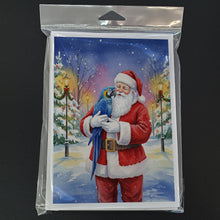 Load image into Gallery viewer, Hyacinth Macaw with Santa Claus Greeting Cards Pack of 8