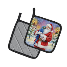 Load image into Gallery viewer, Hyacinth Macaw with Santa Claus Pair of Pot Holders