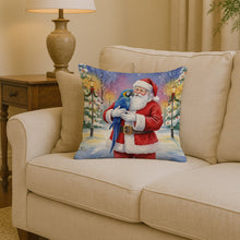 Load image into Gallery viewer, Hyacinth Macaw with Santa Claus Throw Pillow