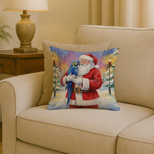 Load image into Gallery viewer, Hyacinth Macaw with Santa Claus Throw Pillow