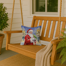 Load image into Gallery viewer, Indian Parakeet with Santa Claus Throw Pillow