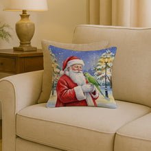 Load image into Gallery viewer, Indian Parakeet with Santa Claus Throw Pillow