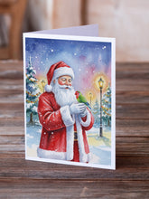 Load image into Gallery viewer, Lovebird with Santa Claus Greeting Cards Pack of 8