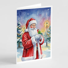 Load image into Gallery viewer, Lovebird with Santa Claus Greeting Cards Pack of 8