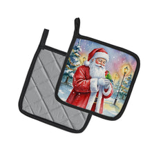 Load image into Gallery viewer, Lovebird with Santa Claus Pair of Pot Holders
